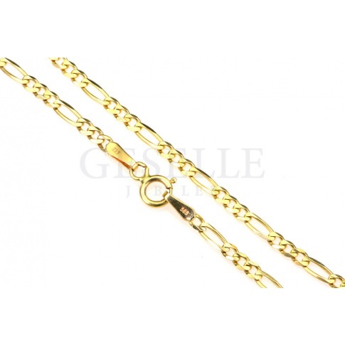 Popularny złoty łańcuszek o splocie FIGARO i długości 50 cm - żółte złoto próby 585