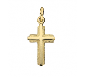 Delikatny krzyż z 14-karatowego złota mat i poler