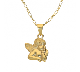 Zawieszka z żółtego złota w kształcie uroczego aniołka - idealny prezent na Pierwszą Komunię Świętą