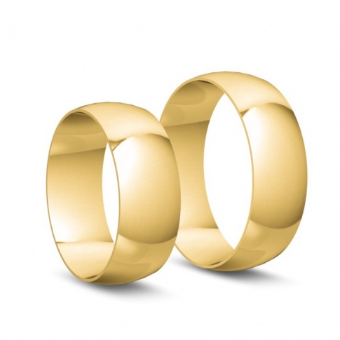Klasyczna półokrągła obrączka ślubna z żółtego złota - szerokość 7 mm