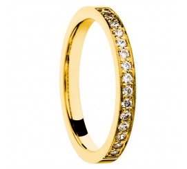 Luksusowa obrączka  ślubna z żółtego złota z brylantami lub cyrkoniami - kolekcja ESSENCE