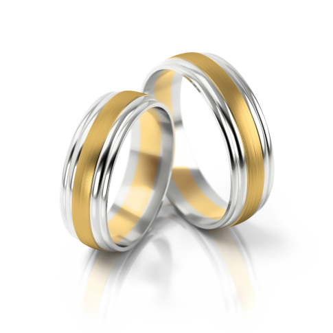 Gustowna obrączka ślubna z dwóch kolorów złota - matowy środek