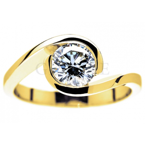 Ekskluzywny pierścionek zaręczynowy ze złota z imponującym brylantem 1.00 ct