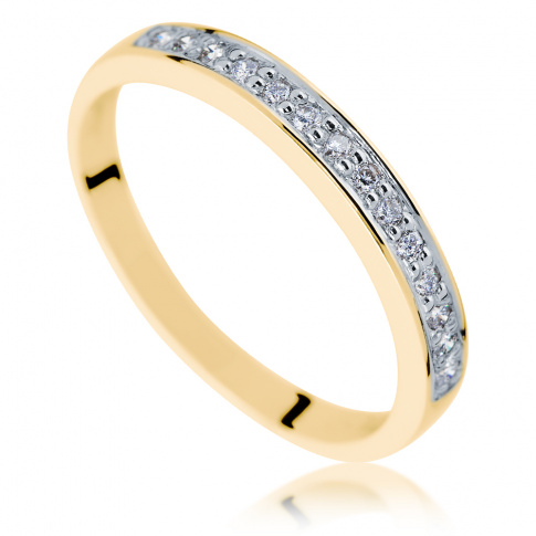 Złoty pierścionek - obrączka Eternity z brylantami o łącznej masie 0.14 ct