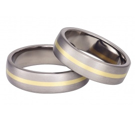Pełne prostoty dwubarwne obrączki ślubne z srebrzystego tytanu i żółtego kruszcu