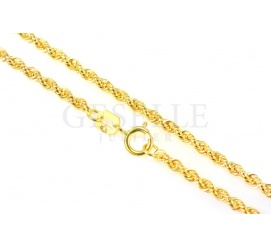 Oryginalny łańcuszek o splocie kordel wykonany z żółtego złota o długości 42 cm
