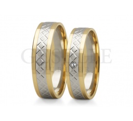Eleganckie obrączki ślubne z dwóch kolorów złota wysokiej - delikatny wzór i subtelny profil
