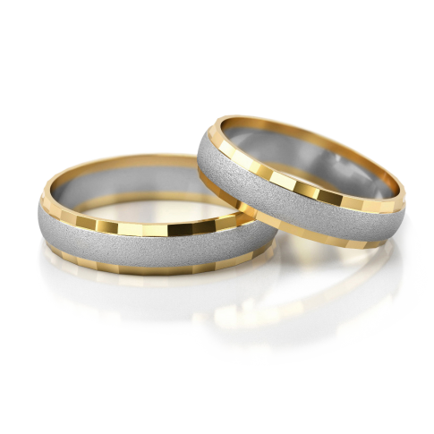 Dwukolorowa obrączka do ślubu ze złota subtelne matowanie wewnątrz i polerowane brzegi