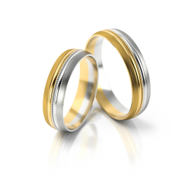Elegancka, dwukolorowa obrączka ślubna z białego i żółtego złota