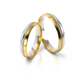 Klasyczna obrączka ślubna z dwóch kolorów złota z delikatnym detalem
