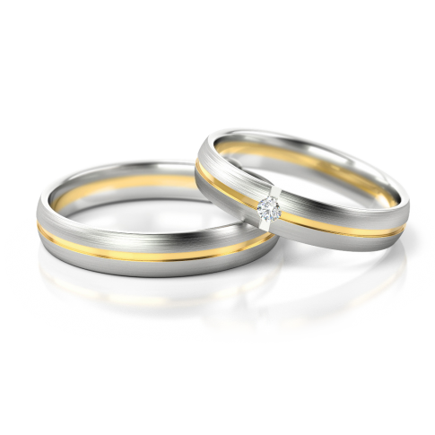 Niezwykła dwukolorowa obrączka ślubna z białego i żółtego złota 