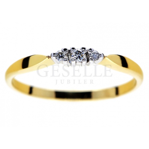 Misterny pierścionek zaręczynowy z żółtego złota z brylantami 0.05 ct