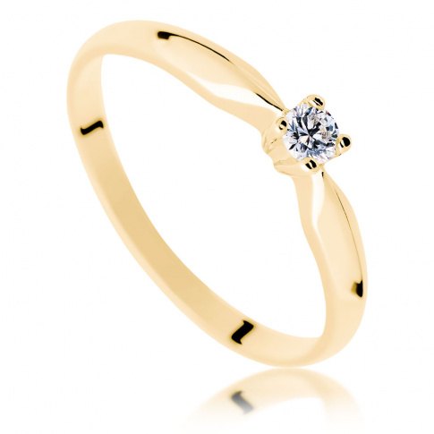 Najmodniejszy pierścionek zaręczynowy: ponadczasowy brylant 0.08 ct w żółtym złocie