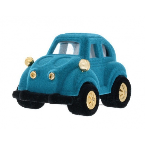 Urocze, niebieskie pudełeczko - samochodzik na drobną biżuterię, idealne dla chłopca na prezent