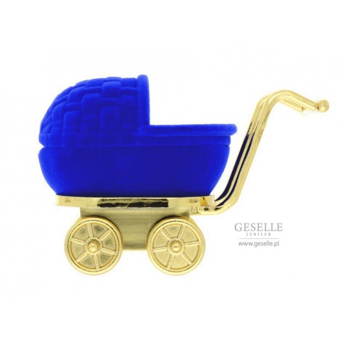 Niebieskie pudełko w kształcie wózka - wyjątkowe opakowanie na pierścionek, kolczyki lub zawieszkę idealne na prezent