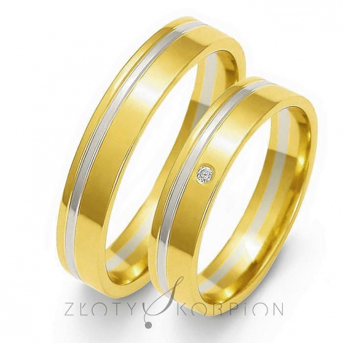 Obrączki ślubne w tradycyjnym stylu - dwa kolory złota, łagodny profil i delikatna linia
