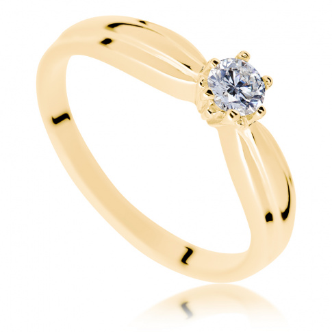 Elegancki złoty pierścionek zaręczynowy z brylantem 0.20 ct