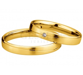 Wąskie i delikatne obrączki ślubne z  złota z brylantem z linii Light