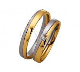 Obrączki ślubne Saint Maurice - połączenie dwóch kolorów złota, klasyczny design i wieczny brylant