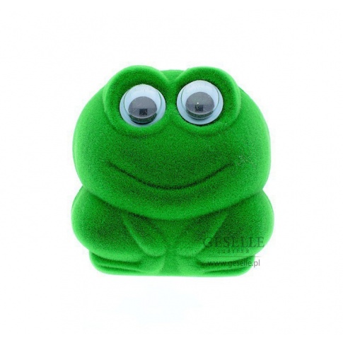 Słodkie opakowanie na biżuterię - zielona, uśmiechnięta żabka