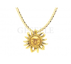 Urocza złota zawieszka w kształcie uśmiechniętego słońca z lśniącymi promieniami