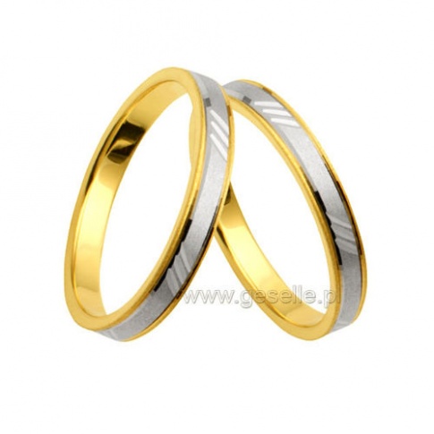 Wybór wielu par! - dwubarwne obrączki ślubne z polerowanymi bokami z żółtego złota i bazą z białego