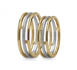 Oryginalne obrączki ślubne z trzech dwubarwnych pierścieni