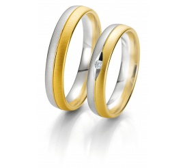 Obrączki ślubne z dwóch kolorów złota z wiecznym brylantem - kolekcja Rainbow