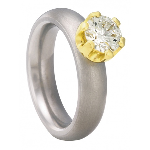 Unikatowy pierścionek z tytanu i żółtego złota 18K