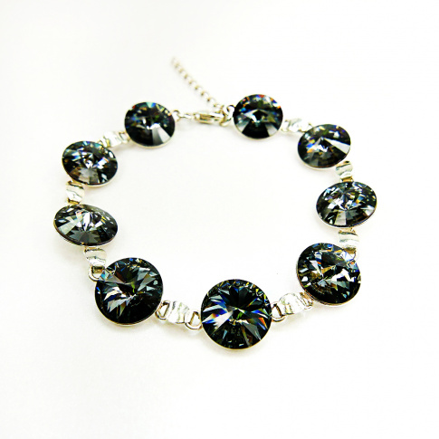 Elegancka i połyskująca bransoletka z kryształami Swarovski Elements w kolorze Silver Night