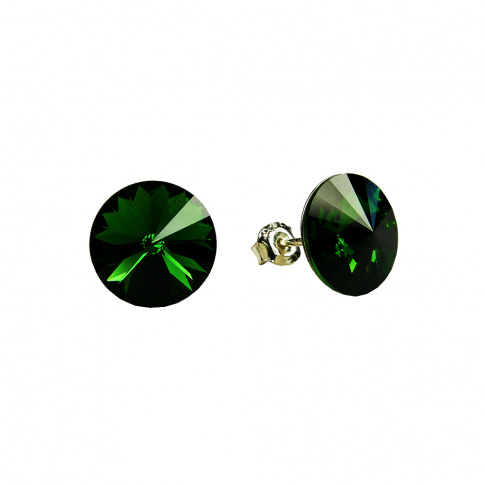 Subtelna para kolczyków z kryształami Swarovski ELEMENTS w odcieniu Dark Moss Green   z kolekcji Casual
