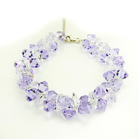 Bransoletka z kryształami Swarovski Elements o pięknej barwie Provence Lavender oraz Crystal  z kolekcji Casual