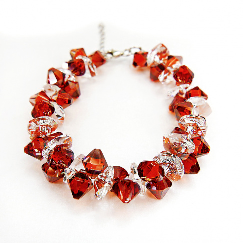 Wyjątkowa bransoletka z kryształami Swarovski Elements o barwie Red Magma i Crystal z kolekcji Casual