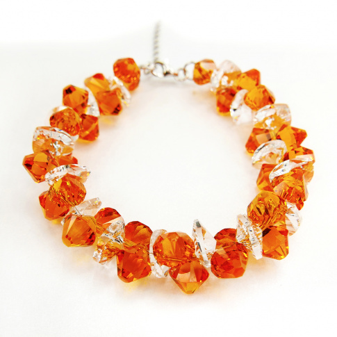 Wyjątkowa bransoletka z kryształami Swarovski Elements o soczystej barwie Tangerine i Crystal z kolekcji Casual