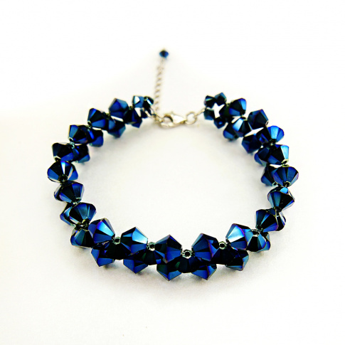 Zjawiskowa bransoletka z kryształami Swarovski Elements w wyjątkowych odcieniu Metallic Blue 