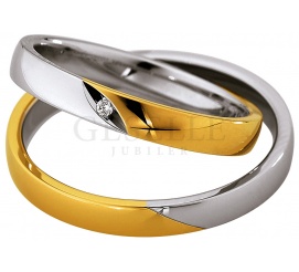 Dwukolorowa męska obrączka ślubna z białego i żółtego złota 8K 