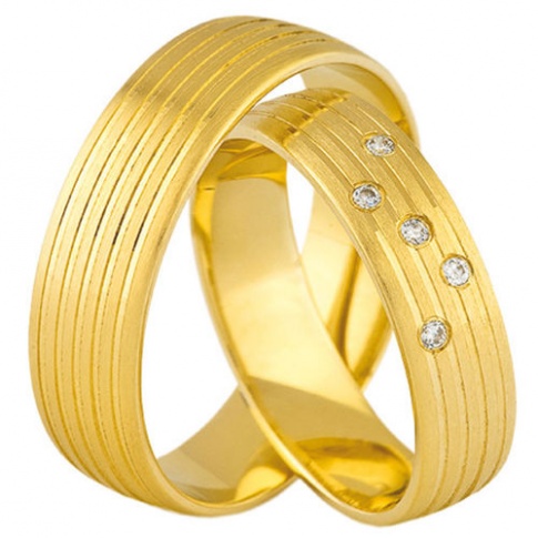 Eleganckie obrączki ślubne z żółtego, złota z cyrkoniami Swarovski ELEMENTS - możliwość oprawienia brylantów