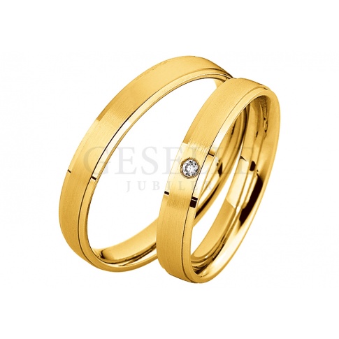 Elegancka męska obrączka ślubna - minimalistyczny design, żółte złoto 