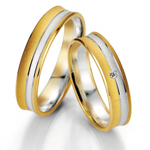 Delikatna męska obrączka ślubna - dwa pierścienie z białego i żółtego złota - kolekcja SMART LINE