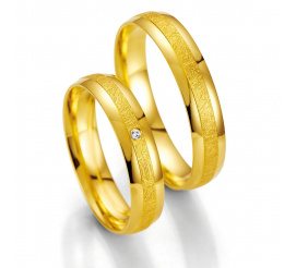 Ponadczasowa damska obrączka ślubna z żółtego złota 14K z brylantem firmy Breuning