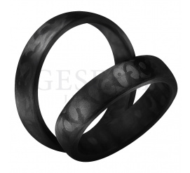 Unikalny duet klasycznych półokrągłych obrączek ślubnych stworzony z czarnego, matowego karbonu