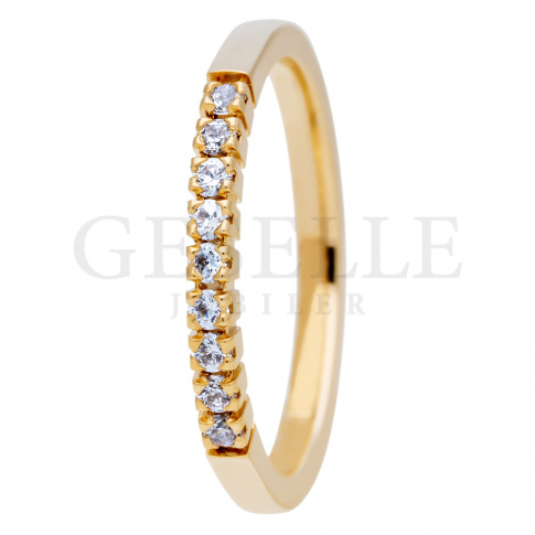 Wyjątkowy pierścionek z żółtego złota z lśniącymi brylantami dla wyjątkowej kobiety kolekcja ESSENCE II