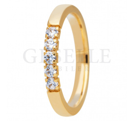 Bogato zdobiony pierścionek z żółtego złota 585 z brylantami - pomysł na prezent z kolekcji ESSENCE II