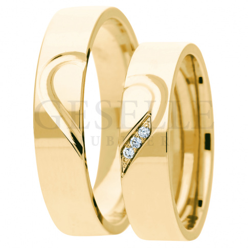 Oryginalny komplet obrączek ślubnych z żółtego złota - ponadczasowy symbol serca