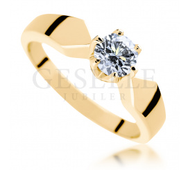 Unikatowy pierścionek z brylantem 0.50 ct z żółtego złota - ponadczasowe piękno dla Niej