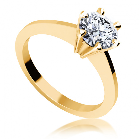 Olśniewający pierścionek zaręczynowy ze złota z  brylantem o masie 0.90 ct