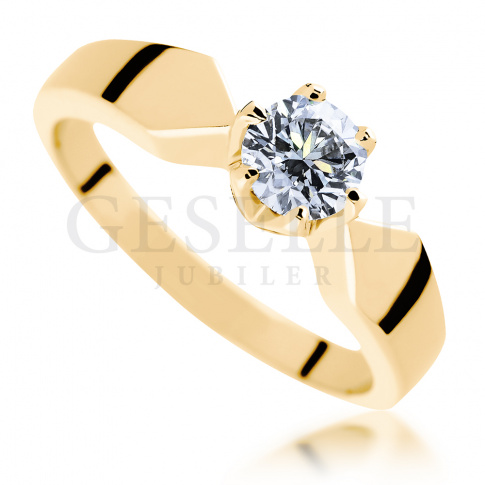 Unikatowy pierścionek z brylantem 0,40 ct z żółtego złota - ponadczasowe piękno dla Niej