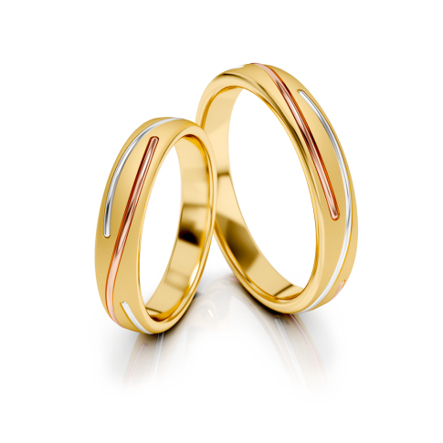 Zachwycająca obrączka ślubna z trzech kolorów złota- żółte, białe, czerwone