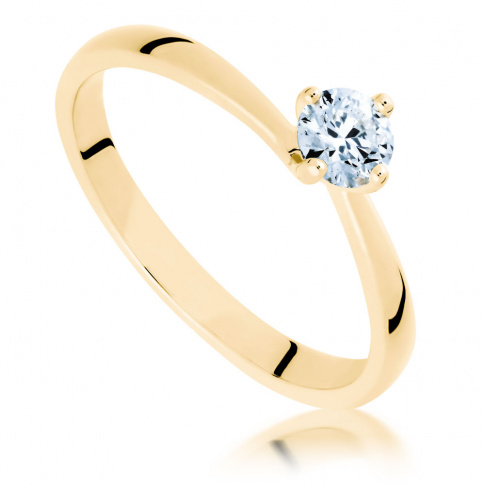 Perfekcyjny pierścionek z żółtego złota z brylantem 0,30 ct - idealny na zaręczyny