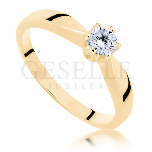 Klasyczny pierścionek z żółtego złota z wiecznym brylantem 0,25 ct - idealny na zaręczyny